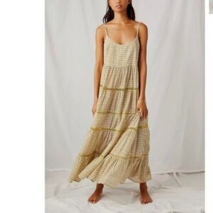 Free People grey combo midnight dance Maxi Dress sz small